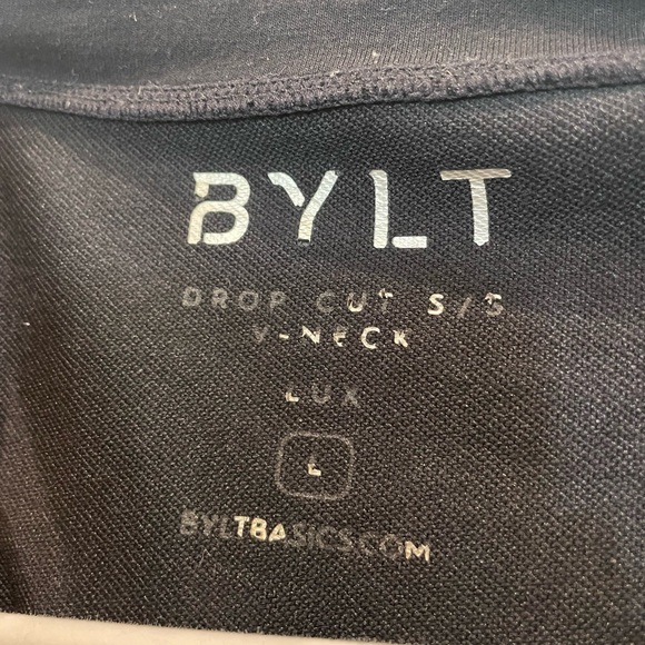 BYLT Premium Basics Drop Cut V-Neck Lux T-shirt Black Size Large - Picture 2 of 3